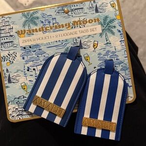 Amalfi Blue and White Stripe Luggage Tag Set